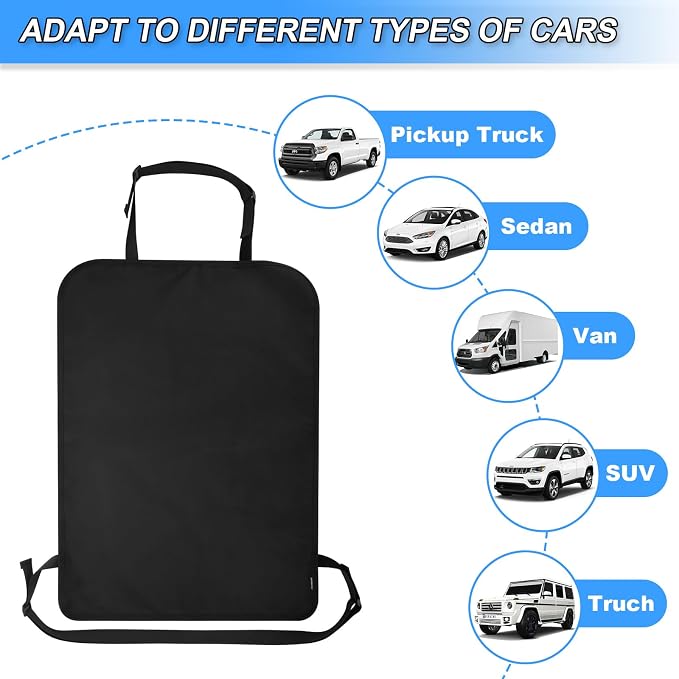 2 Pack Heavy Duty Kick Mats Back Seat Protectors for Kids,X-Large Durable Car Back Seat Cover,Waterproof Sag Proof Kick Mats Back Seat Protector for Vehicles Protect from Dirt,Mud&Scratches, X-Large