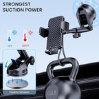 Phone Holder Car [Military-Grade Suction] Universal Car Phone Holder [Thick Case Friendly] Automobile Accessories Dashboard Air Vent Windshield Phone Mount Fit for iPhone Android Smartphones