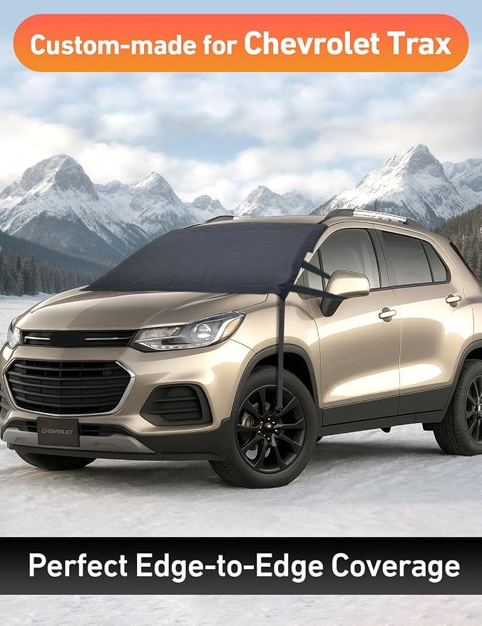 Car Snow Cover Compatible for Chevrolet Trax | Windshield Cover for Ice and Snow with S-Hook Straps | Heavy-Duty 600D Oxford Winter Car Cover, Waterproof & Anti-Slip