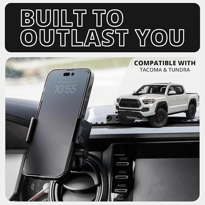 Tackform Link Vent Phone Mount Compatible with 2016-2023 Toyota Tacoma and 2014-2021 Toyota Tundra | Aluminum | Zero Slip, Anti-Scratch | Universal Holder Compatible with iPhone, Galaxy, More | Black