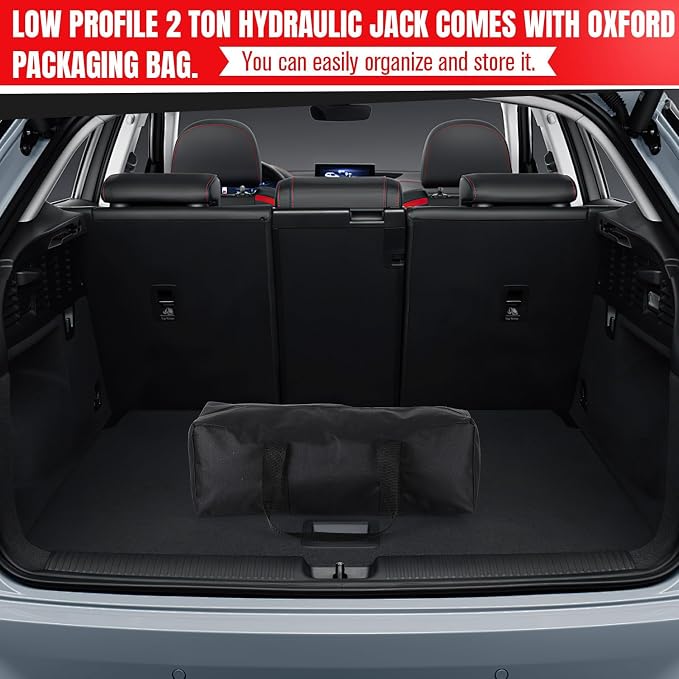 2 Ton Low Profile Hydraulic Floor Jack, Reinforced Steel Trolley Jack with 360° Swivel Casters, Safety Valve & Oxford Storage Bag for Car SUV Truck 4x4