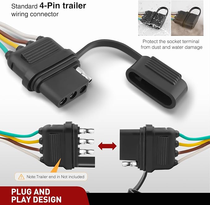 4 Pin Trailer Wiring Harness 55441 Custom for 2005 2006 2007 2008 2009 2010 2011 2012 2013 14 15 16 17 18 19 20 21 22 23 24 Nissan Frontier Xterra Pathfinder Suzuki Equator