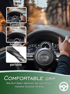 Car Steering Wheel Cover, Non-Slip Silicone Material, Multiple Color Choices, Universal Auto Parts Steering Wheel Cover, Suitable for Most Cars (Black)