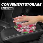 Car Garbage Bag Pink Strawberry and Floral Mini Car Trash Bin Portable Collapsible Waterproof Rubbish Bag for Car Accessories Back Front Seat Cup Holder