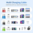 4 in 1 Multi Charging Cable, 2 Pack 5FT Charging Cords for Multiple Devices | USB Cable Phone Charger with USB C, IP and Micro, Nylon Braided, Cruise Essentials 2026, Travel Car Accessories