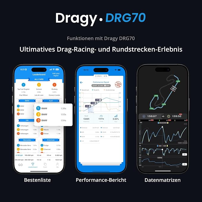 New GPS Based Performance Meter, up to 25Hz GPS Laptimer, Upgraded UBLOX 10th Gen High Performance GPS Module, Trusted by Million Users, USB-C Charging Port (DRG70-C)