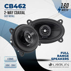 ORION Cobalt Series CB462 4x6” 2-Way Coaxial Car Speakers, 160W, 4 Ohms, Full Range, Enhanced Bass, Polypropylene Cone & Butyl Rubber Surround, Easy Install (Pair)