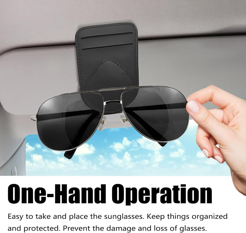 Visor Sunglasses & Card Clip — Compact Car Sun Visor Holder