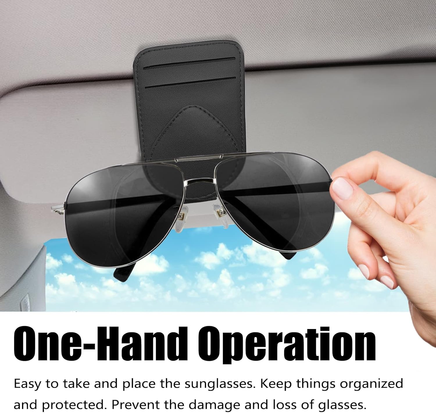 Visor Sunglasses & Card Clip — Compact Car Sun Visor Holder
