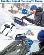 41.5″ Extendable Snow Brush and Ice Scraper, 270°Pivoting Snow Scraper Brush for Car Windshield, Telescoping Ice Scraper, Foam Grip, Heavy Duty Snow Remover for Cars, Trucks, SUV (Blue)