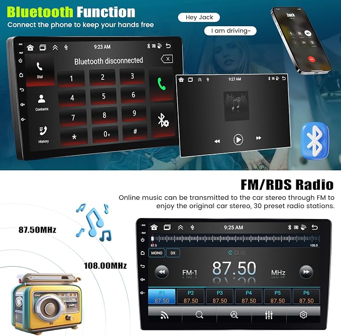 [6+128G] 8-Core Android 15 Car Stereo for Hyundai 2016-2018 with Wireless Carplay&Android Auto,9 Inch Car Radio with Mirror Link Bluetooth FM/RDS WiFi GPS SWC Dual USB+AHD Backup Camera