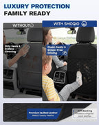 Seat Back Protectors for Kids, Car Kick Mats for Front Seats (Black) | With Large Pocket Organizer, Waterproof, Protects Against Dirt, Scuffs & Scratches, Fits Most Vehicles, 2PCS