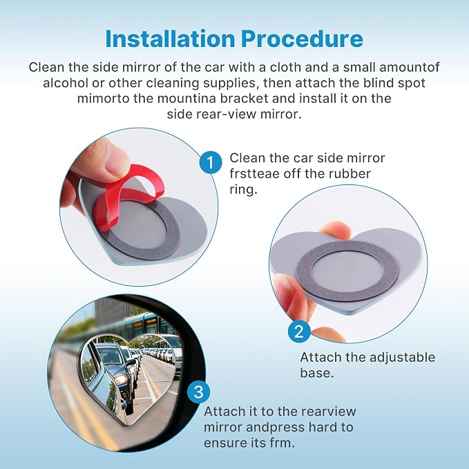 Heart Shaped Blind Spot Mirrors 2pc, 360 Degree Adjustabe HD Glass Blind Spot Mirrors, Frameless Convex Rear View Mirror, for Any Car, Van, SUV and Trucks