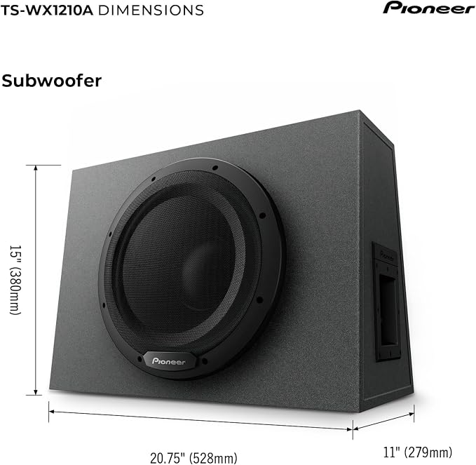 TS-WX1210A 12” Subwoofer – 1300W Max, Built-in Amp for Easy Bass Upgrade, Enclosure Included, Amp Included, High-Level Input, Works with Most Factory or aftermarket radios