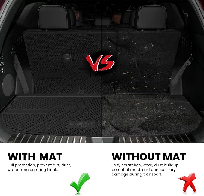 Cargo Trunk Mat & Backrest Mats for Hyundai Palisade 2025 2024 2023 2022 2021 2020 All Weather TPE Custom Fit Car Trunk Mats Cargo Liner & Seatback Mats Accessories, Black