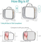 Clear Makeup Bag - TSA Approved Toiletry Bag for Carry-on & Checked Luggage, Water Resistant Car Storage Organizer with Reinforced Seams