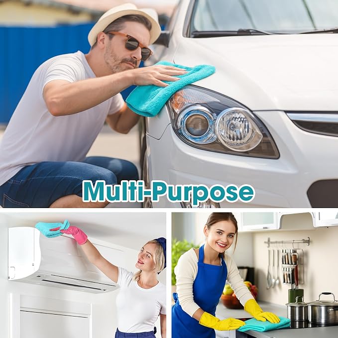 30 Pcs Edgeless Microfiber Plush Towels for Cars Detailing Drying Wash Polishing Absorbent Cleaning Cloths, 500 GSM (16 x 16 Inch,Teal Blue)
