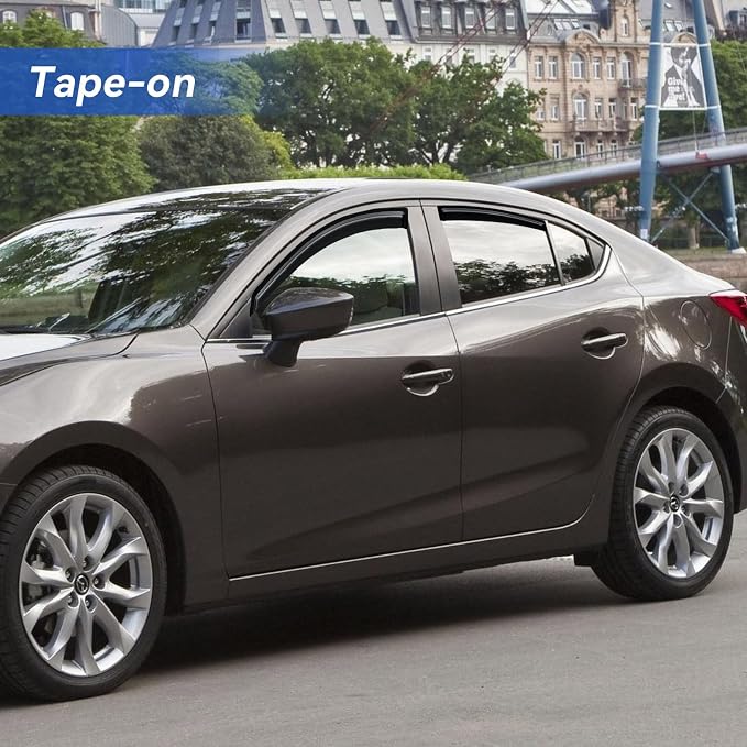 Window Visors Rain Guards Shield for 2010 2011 2012 2013 Mazda 3 Sedan, Out-Channel Window Vent Wind Deflectors Visors Shades for 10 11 12 13 Mazda 3 (Not for Mazda 3 Hatchback)