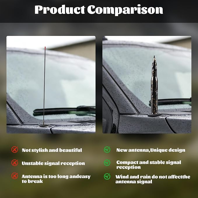 Famobay Stubby Bullet Antenna Car Truck Antenna Chevy Silverado & GMC Sierra Trucks Heavy Duty Pickup Trucks Accessories（5.5inch Iridescent Color）