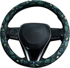 Boho Floral Steering Wheel Cover Auto Steering Wheel Protector, Anti-Slip, Breathable, Absorbing Sweat, Universal Floral Car Accessories 14.5–15 inch,Fit for Most Car, Trucks, SUV