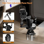 Cup Holder Expander with Phone Mount for Car, 2-in-1 Adjustable Cup Holder Fits Large Bottles, Tumblers & Fast Food Drinks, Universal Phone Mount 360° Rotating Arm for 4.7–7" Phones