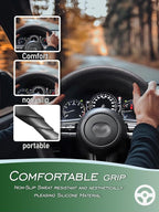 Car Steering Wheel Cover, Non-Slip Silicone Material, Multiple Color Choices, Universal Auto Parts Steering Wheel Cover, Suitable for Most Cars (Black2PCS)