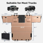 XL Back Seat Extender for Dogs, Hard Bottom Dog Car Seat Cover for Truck Back Seat, Upgraded PU Leather Waterproof Anti-Scratch, Large Space Back Seat Cover for Full Size Truck SUV, Brown