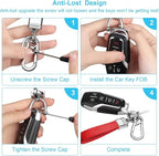 Genuine Leather Car Keychain,Universal Heavy Duty Metal Key Chain Accessories,Car Fob Key Keychain Holder with 360 Degree Rotatable Snap Swivel and Anti-Lost D-Ring for Men Women（Red）