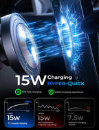 for 15W Magsafe Car Mount Charger, Magnetic Phone Holders for Your Car, Magnetic Wireless Car Charger, Suction Phone Mount for Car Accessories, Car Mount for iPhone 17 Pro Max 16 15 14 13 12 | [Lever Lock & Easiest Mount] Magsafe Car Mount Charge...