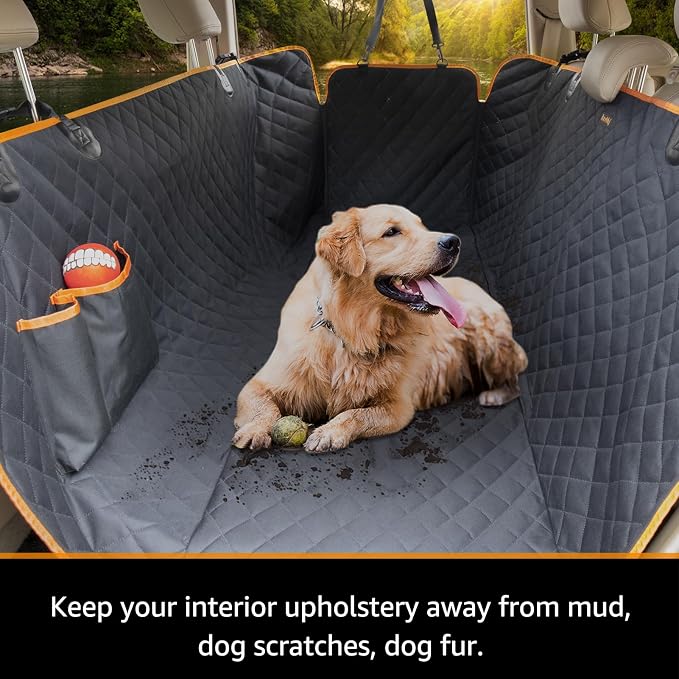 Dog Car Seat Covers 100% Waterproof, Dog Seat Cover with Side Flaps from Scratching, Pet Seat Cover for Back Seat of Car/SUV/Truck Machine Washable… (Truck)