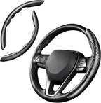 Carbon Fiber Steering Wheel Cover - Anti-Slip, Steering Wheel Cover for Men/Women - Durable, Universal Car Accessory (Black)