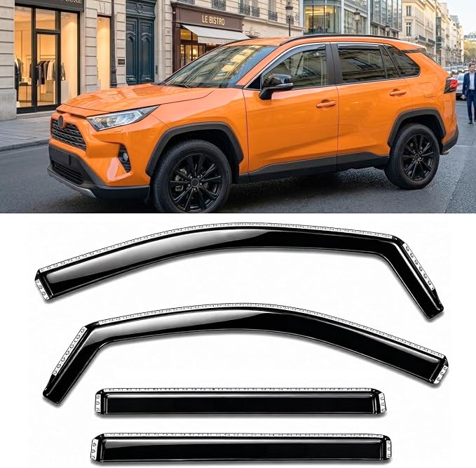 2019-2025 in-Channel Rain Guards Side Window Visor Deflectors for Toyota Toyota Rav4 SE XSE LE XLE Adventure Limited Hybrid 2020 2021 2022 2023 2024