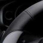 Microfiber Leather Steering Wheel Covers Universal 15 inch (Gray)
