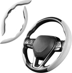 Steering Wheel Cover, Carbon Fiber Steering Wheel Cover for Men/Women, Anti-Slip, Durable, Universal for 99% Car Interior Accessories (White)