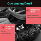 D Shaped 14.5-15 Inch Steering Wheel Cover Great Grip with 3D Honeycomb Anti-Slip Design, Flat Bottom 14.5-15 Inch (All Black)