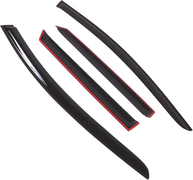 WD2-796 Dark Smoke 4 Pcs Set Window Visor (Outside Mount) Deflector Rain Guard Compatible with 2012-2016 Ford MKIII Wagon