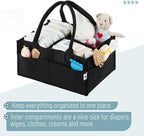 Mr. Pen- Baby Diaper Caddy Organizer, Black, Medium | Nursery Storage Bin and Car Organizer for Diapers and Baby Wipes
