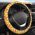 Orange Steering Wheel Cover Anti-Slip and Practical 14.5-15 Inch Universal Car Steering Wheel Cover with 2 Pieces Car Coasters Suitable for Men Women