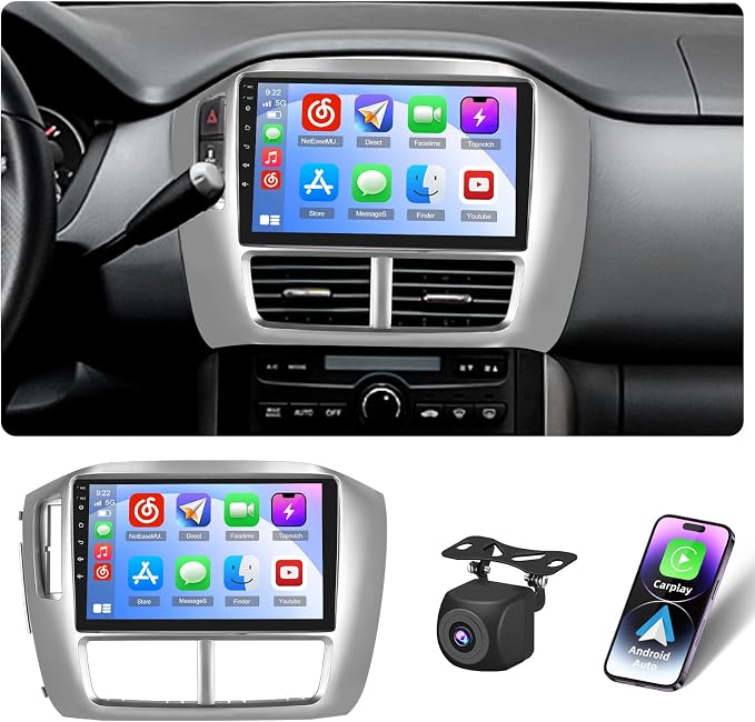 [DSP & EQ] 4+64G Android 15 Car Radio for Honda Pilot 2006 2007 2008, 9 inch IPS1280 * 720 Touch Screen for Pilot Car Stereo Wireless Carplay Android Auto 5G WiFi GPS Bluetooth 5.0 FM RDS SWC