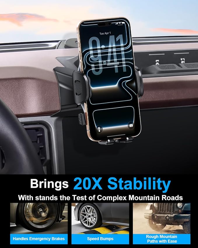 Custom Fit Phone Mount for Ford Bronco with Custom Base | Car Phone Holder for Ford Bronco 2021 2022 2023 2024 Car Accessories