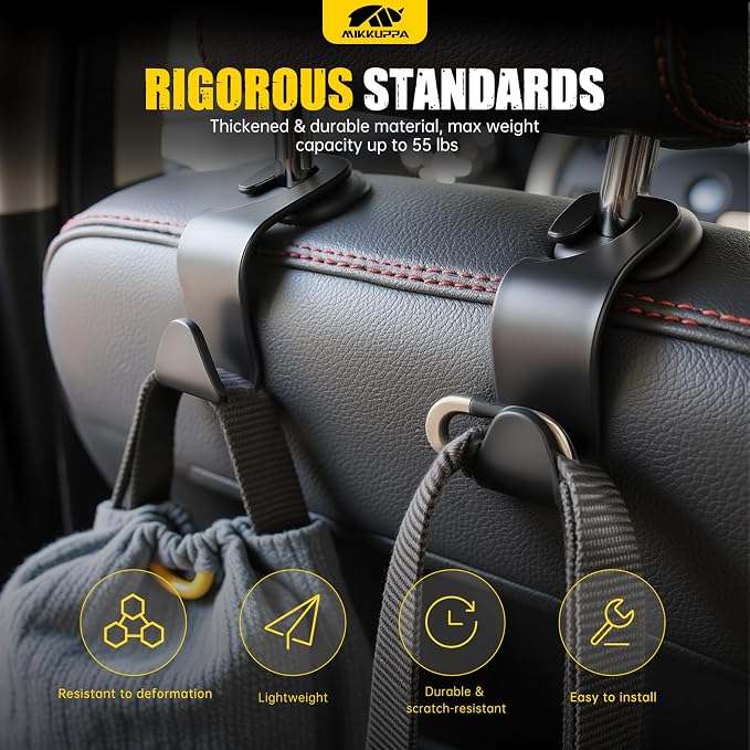 Car Trunk Organizer Set - 65L Collapsible Trunk Organizer with Lid, Registration and Insurance Holder with Magnetic Shut, 4 Pcs Car Seat Headrest Hook and Cup Holder Coaster (Black)