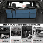 Car Trunk Organizer, Backseat Hanging Large Storage with Adjustable Straps, Waterproof Collapsible Cargo Bag with 4 Pockets, Sturdy Space Saver Frees Trunk Floor for SUV, Truck, MPV