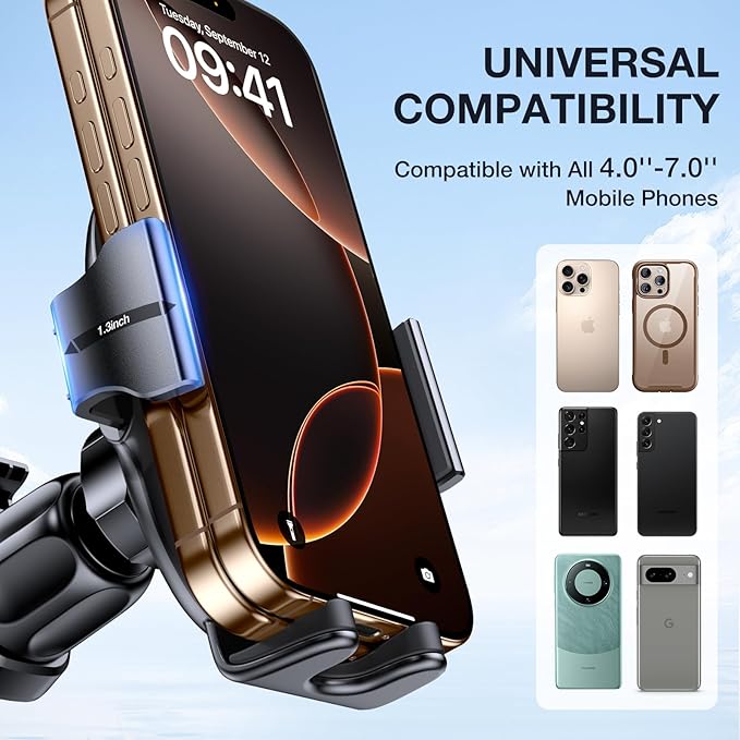 Upgraded-2nd Generation Universal Phone Holders for Your Car, Hands Free Air Vent Car Phone Holder Mount Compatible with iPhone 16/15/14/13/12/11 Series and All Phones