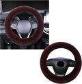 Fuzzy Steering Wheel Cover, 15 inch Soft Wool Fur Steering Wheel Protector, Fluffy Wheel Covers for Winter Warm, Car Interior Decoration Accessories for Women Men (Coffee)