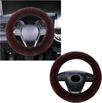 Fuzzy Steering Wheel Cover, 15 inch Soft Wool Fur Steering Wheel Protector, Fluffy Wheel Covers for Winter Warm, Car Interior Decoration Accessories for Women Men (Coffee)