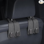 BiYiQi Headrest Hooks for Car, Seat Back Storage Hook Leather Alloy Car Purse Hook, Car Seat Storage Hanger, Car Hooks for Purses, Bags, Handbags,(2 Pack),Gray