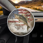 American Flag Bass Fishing Steering Wheel Cover Sun Shade Auto Interior Protector Car Steering Wheel Cover,Heat Reflector Fit Most Jumbo Standard Car