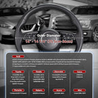 Black Car Steering Wheel Cover Small Size 14-14.25 inch (35.5-36 cm), for Prius Civic Model 3 Model Y Camaro, Breathable Microfiber Leather