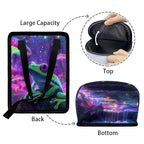 Frog Mushroom Galaxy Print Car Trash Can with Lid, Leak Proof Auto Trash Bag Hanging Vehicle Garbage Can Multipurpose Storage Container for Back Seat Road Trip