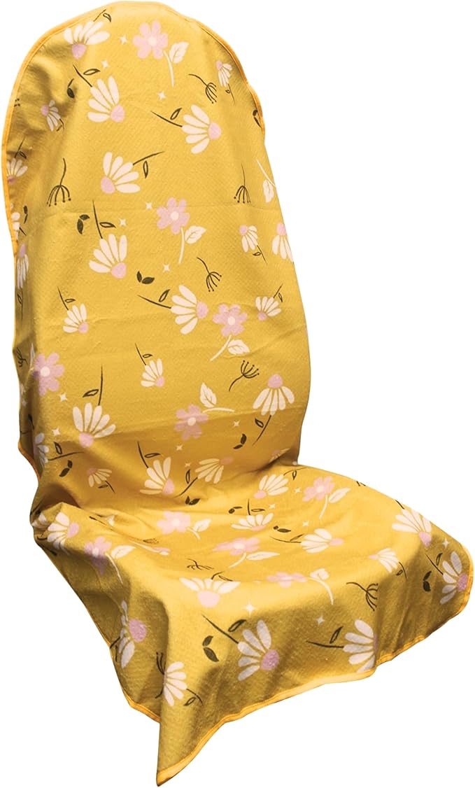 Waterproof Car Seat Cover for Front Seats, Protector for Cars SUVs Trucks, Sweat Towel Seat Covers Bucket for Gym,Workout,Beach,Hiking,Running and Swimming (Chamomile and Yellow, 1PC)